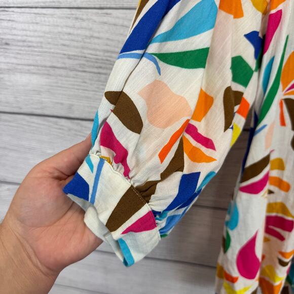 Tabitha Brown x Target Cream Colorful Button Up Tunic Blouse Size Medium - Picture 3 of 9
